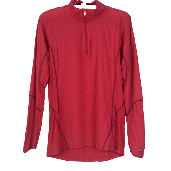Smartwool Sweater Womens Size L Pink Quarter Zip Merino Wool Mock Neck - Picture 1 of 10